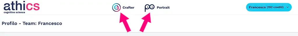 Athics account page to manage Portrait and crafter.ai