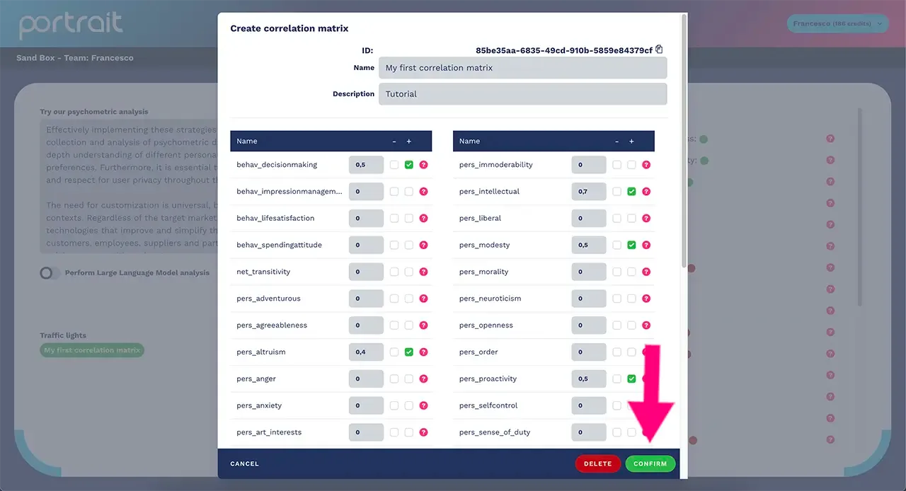 Saving the correlation matrix with the confirm button