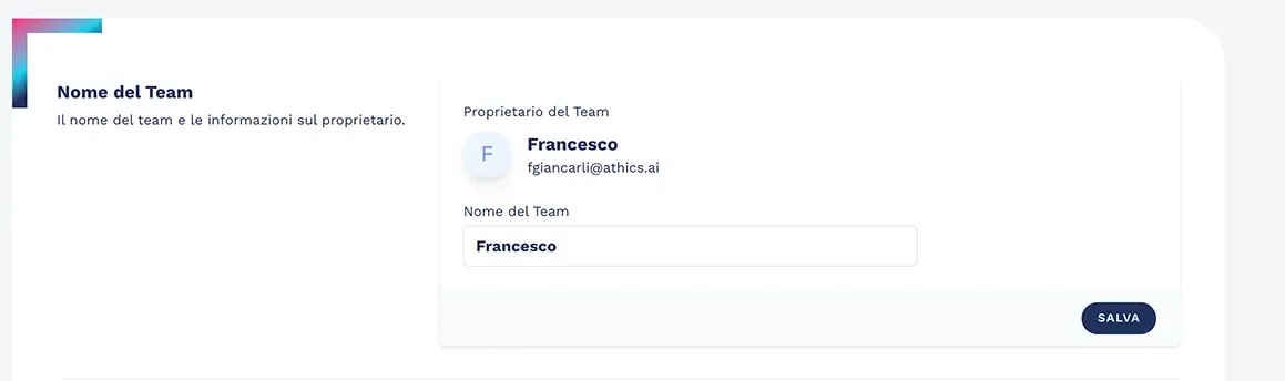 Come cambiare il nome al Team di profilazione psicometrica