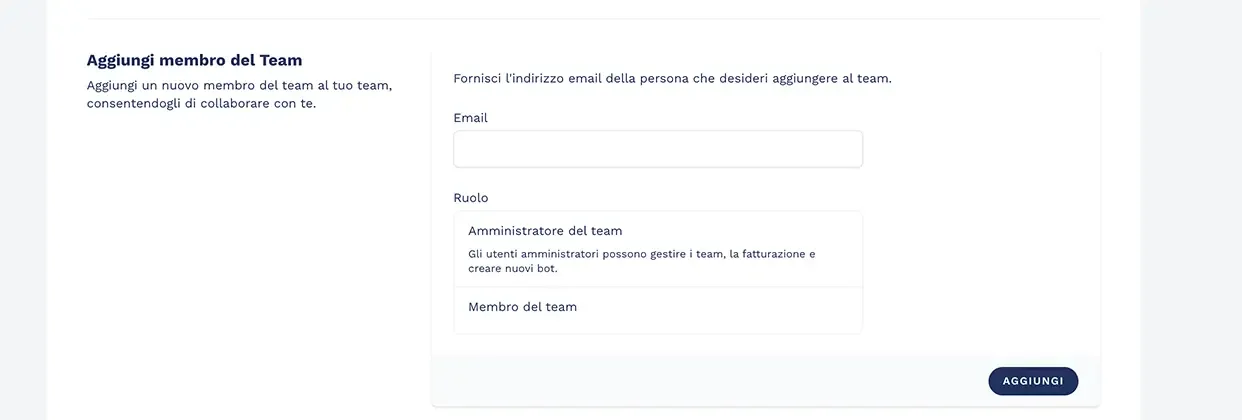 Come aggiungere altre persone al Team di profilazione psicometrica