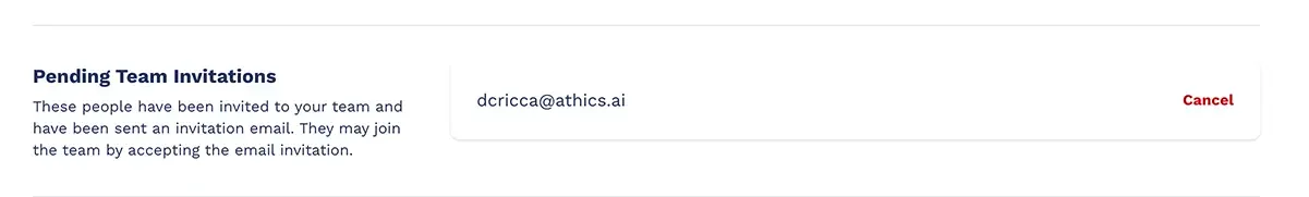 Psychometric profiling Team invitations pending acceptance